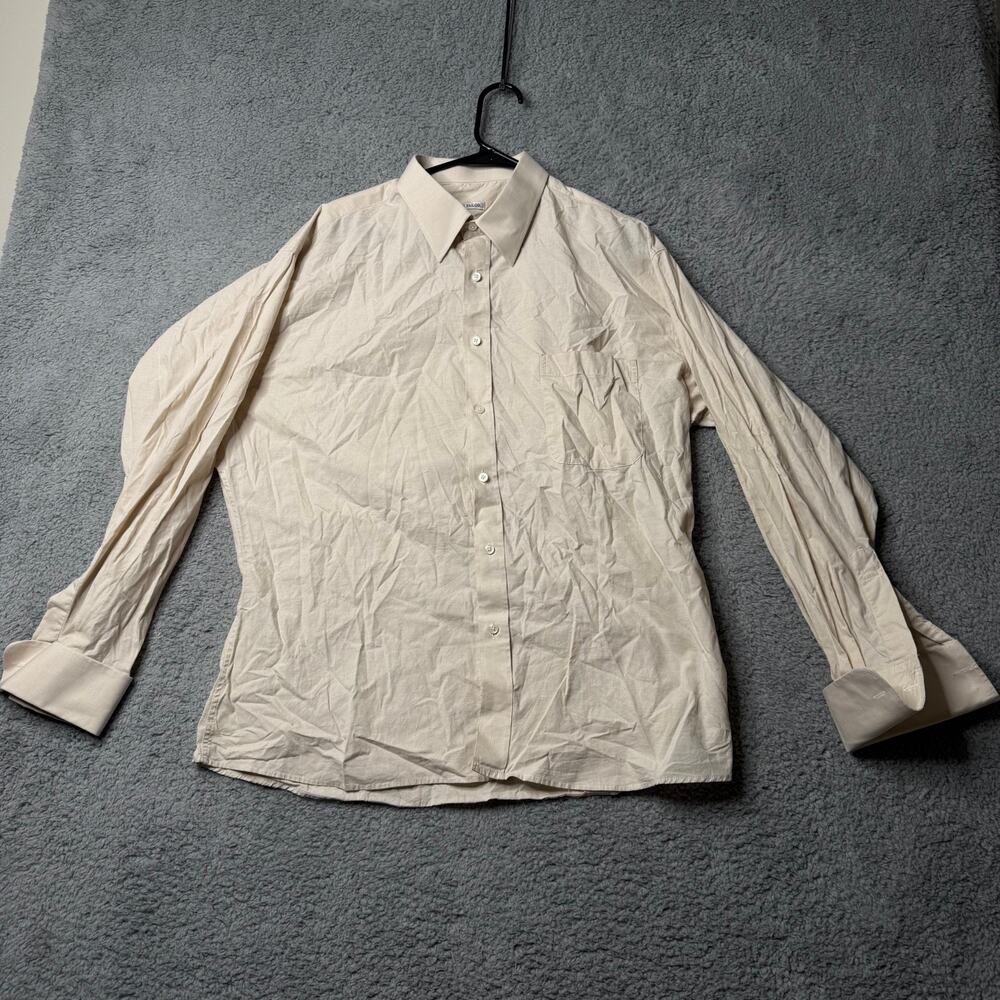 Lim's Tailor Shirt Mens XL Beige Long Sleeve Button Up Dress